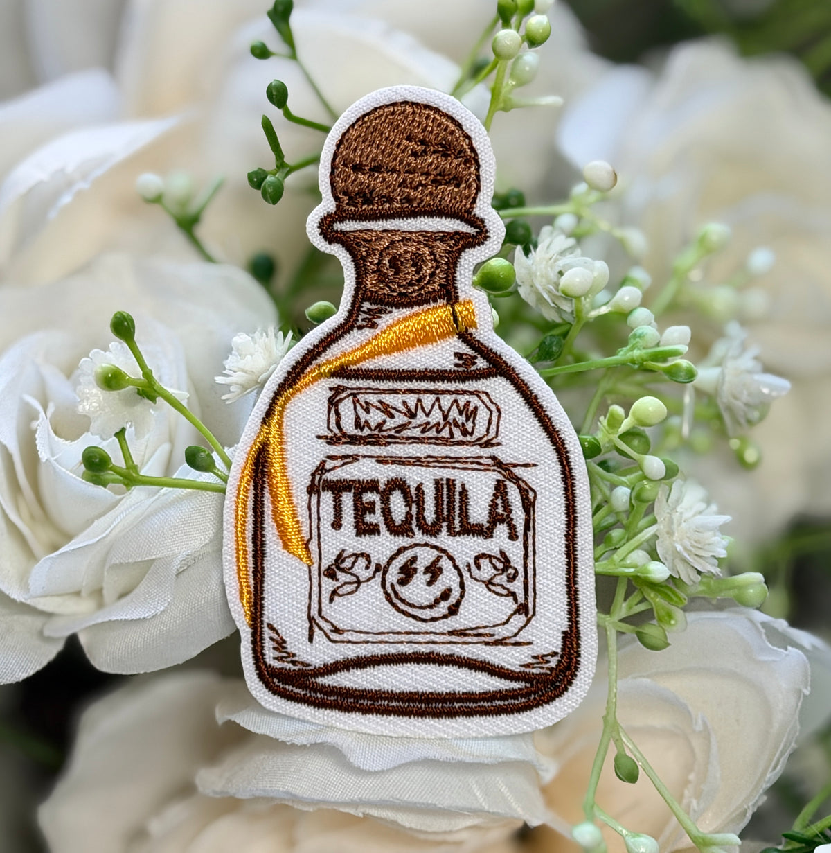 Tequila Brown Bottle Iron on Patch