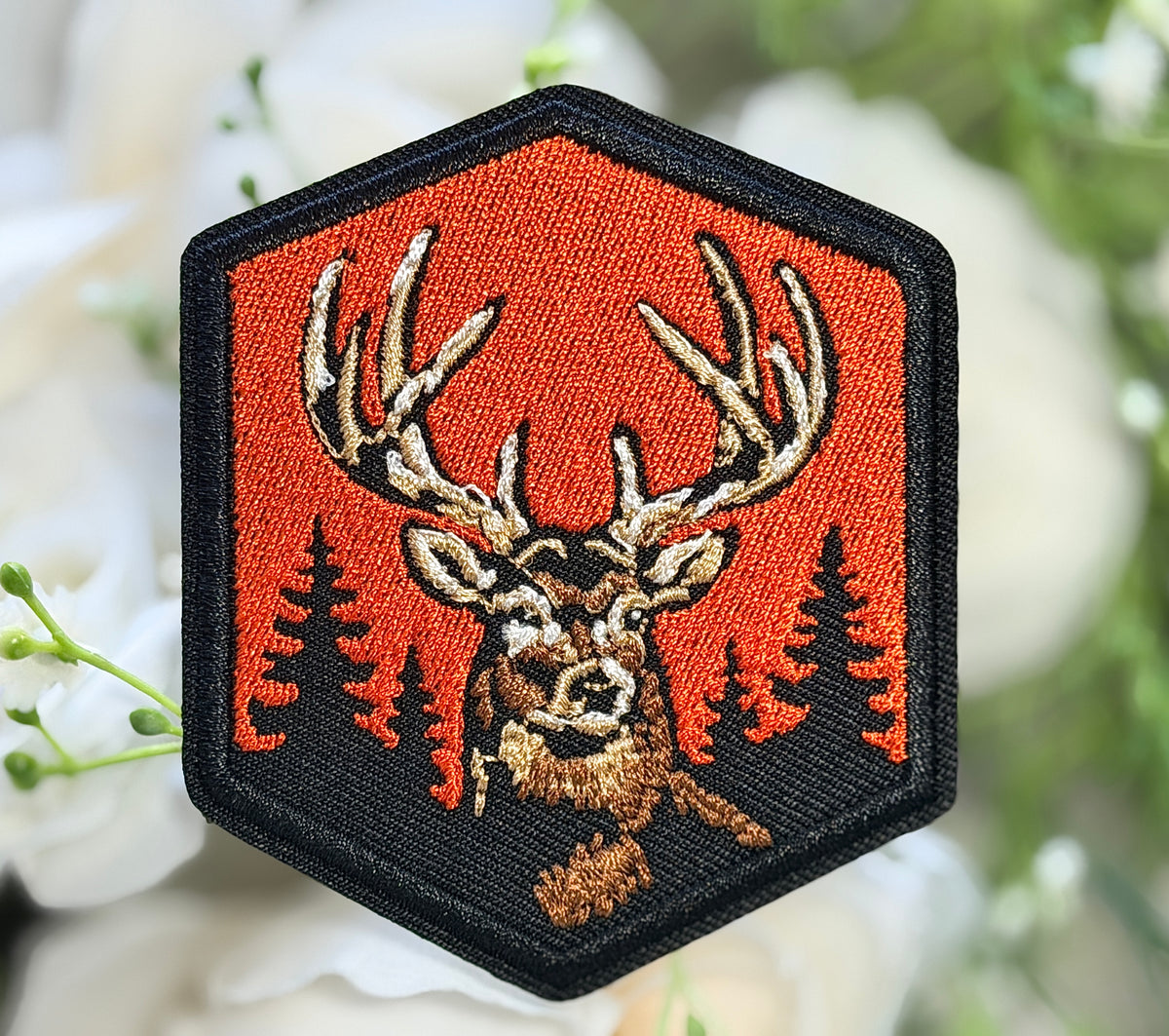 Buck in Pines Iron on Patch