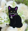 Black Cat Purple Hat Iron on Patch