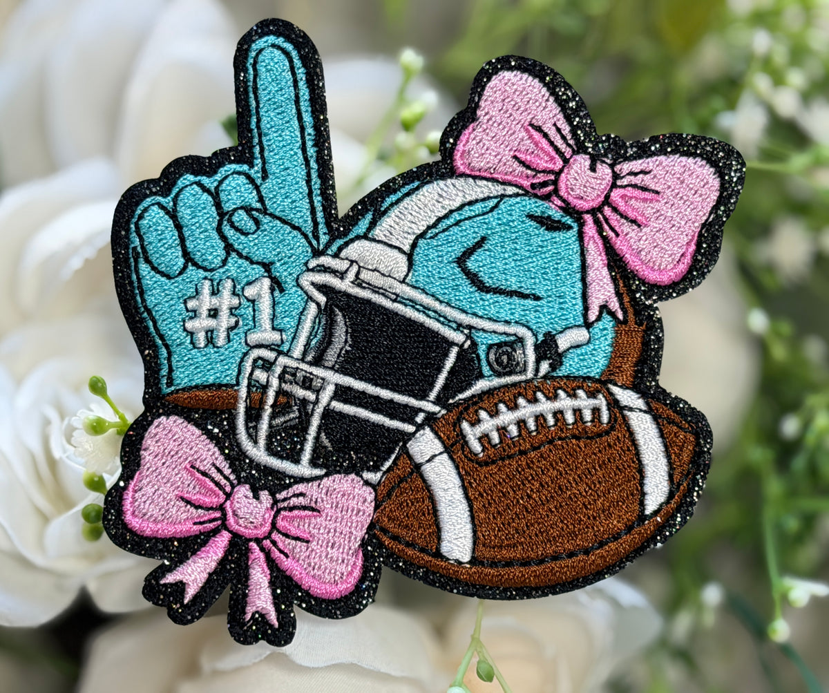 Football Bow Gear Iron on Patch