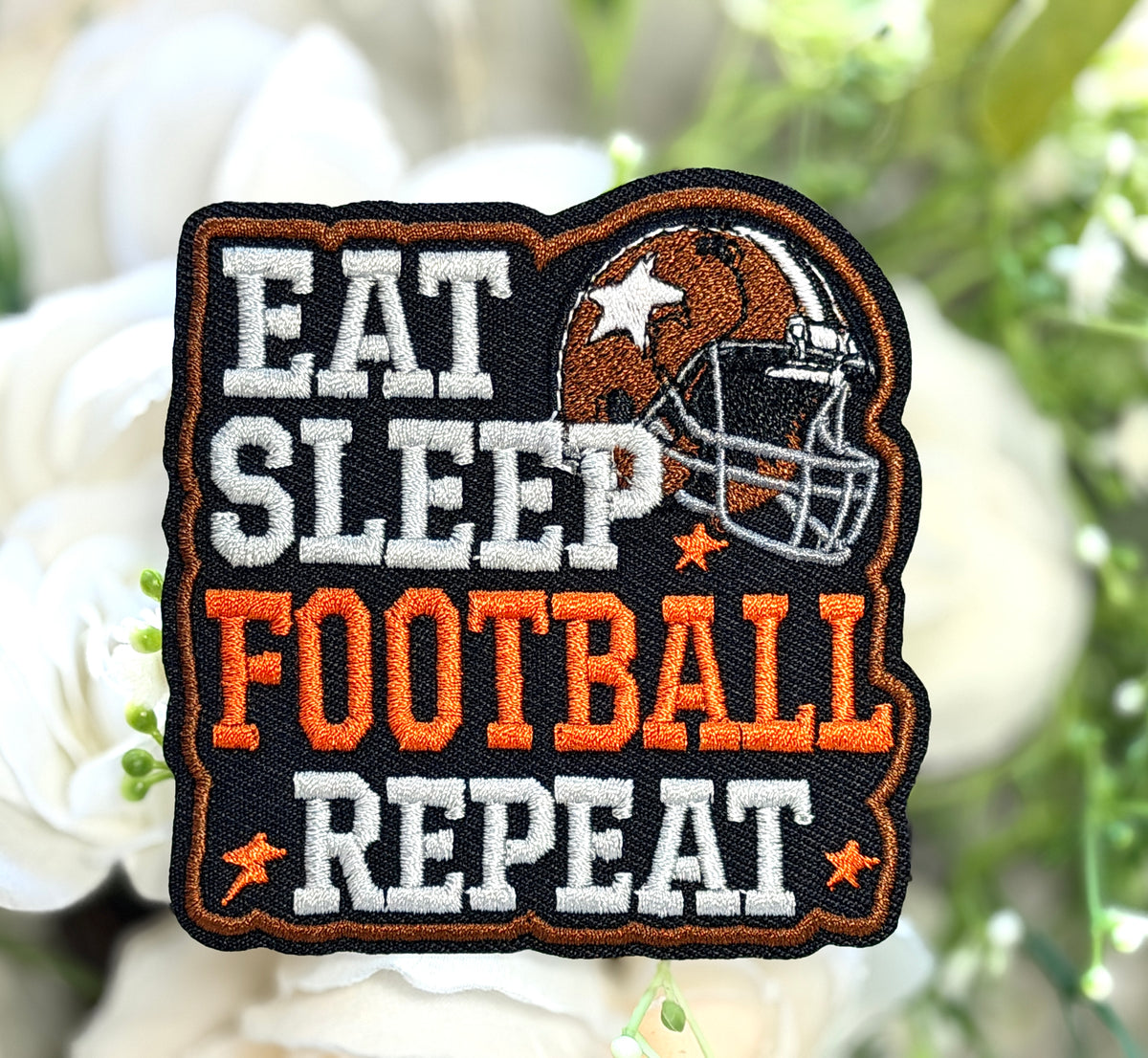 Eat Sleep Football Repeat Iron on Patch
