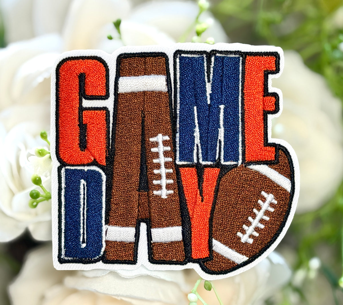Game Day Orange and Blue Iron on Patch