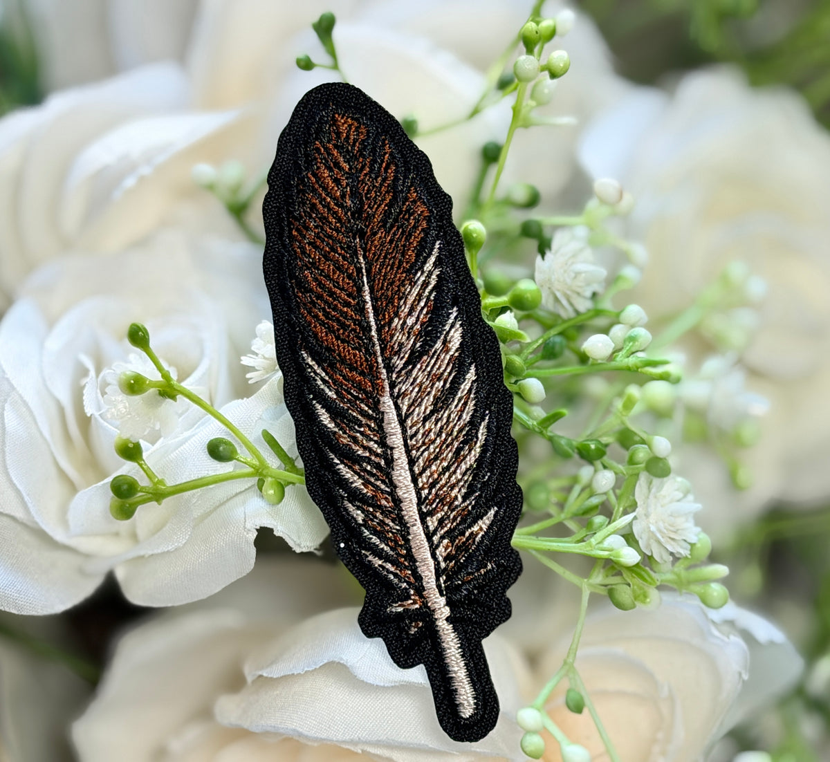 Brown Feather Iron on Patch