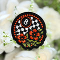 Orange Floral 8 Ball Iron on Patch