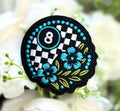 Turquoise Floral 8 Ball Iron on Patch