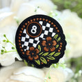 Brown Floral 8 Ball Iron on Patch