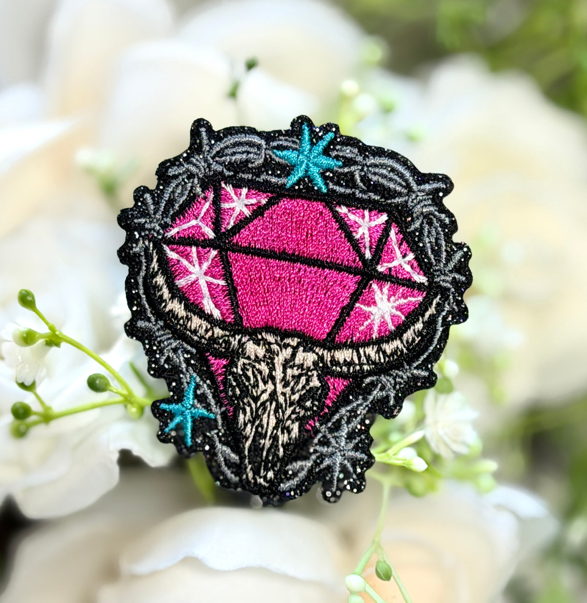 Pink Western Gem Iron on Patch