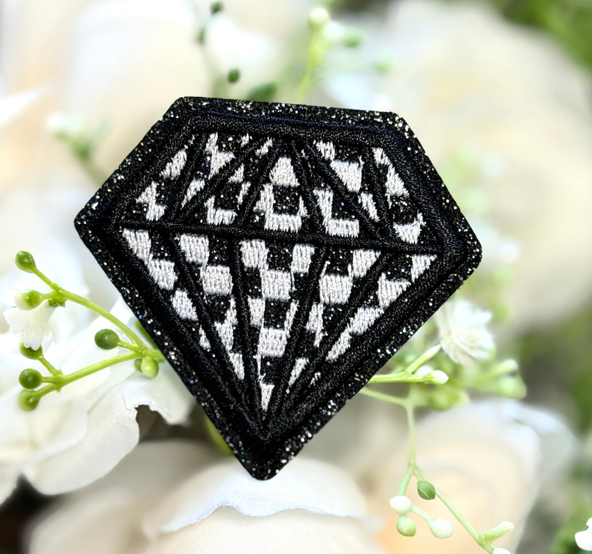 Black Checkered Diamond Iron on Patch