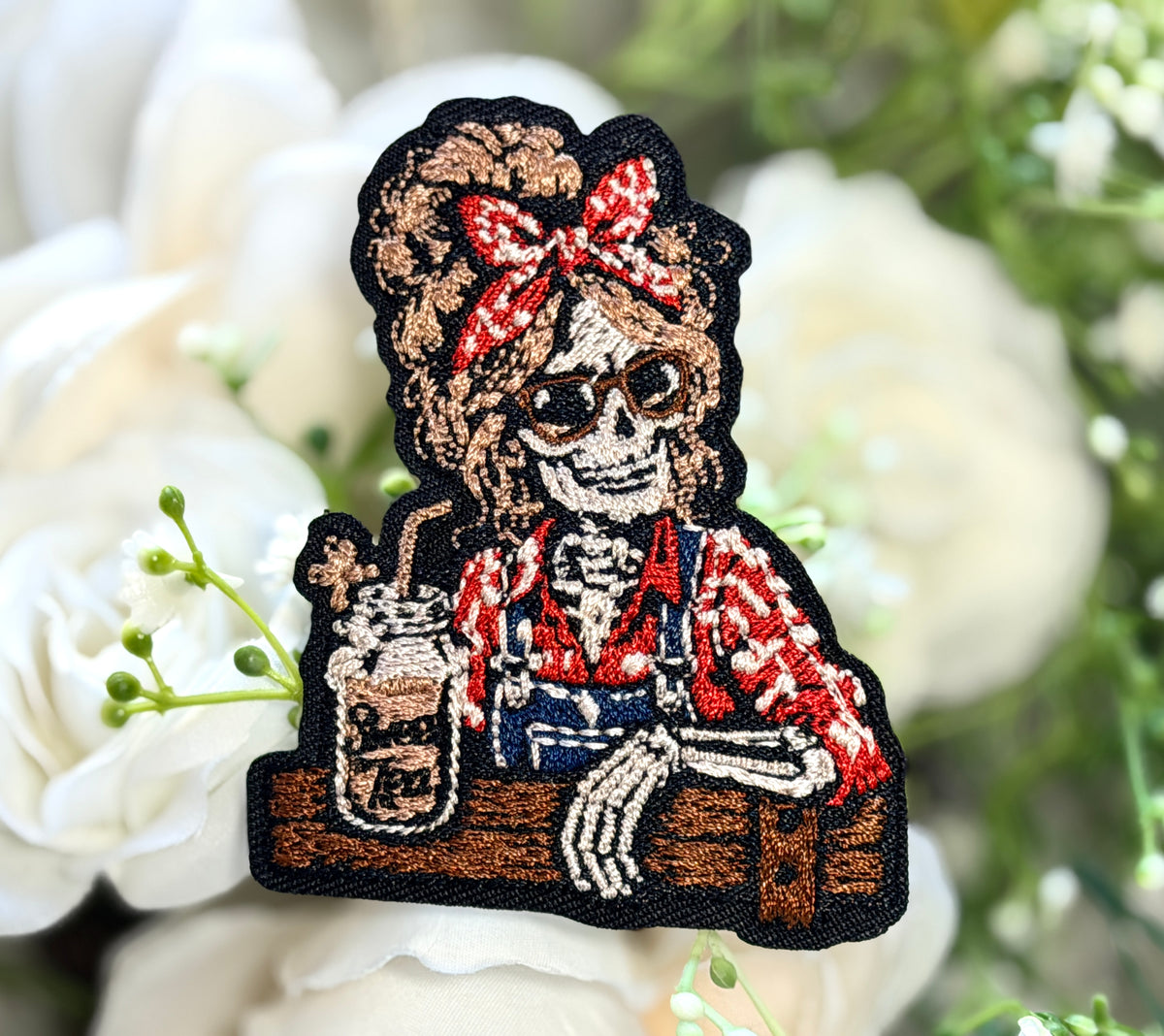 Sweet Tea Skeleton Iron on Patch