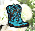 Turquoise Cowboy Boot Iron on Patch