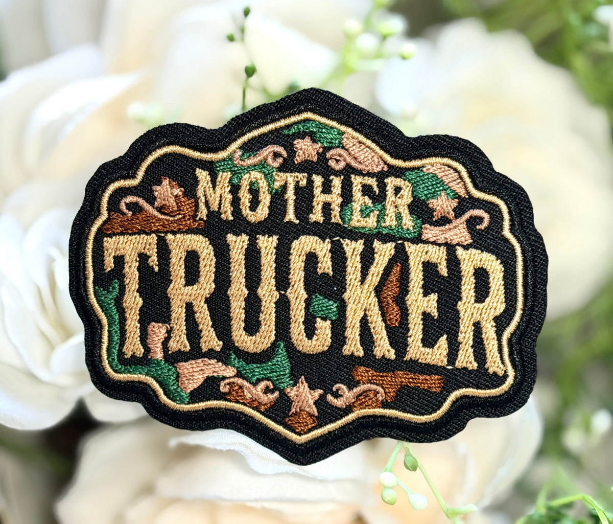 Mother Trucker Iron on Patch