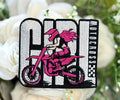 Pink Motocross Rider Iron on Patch