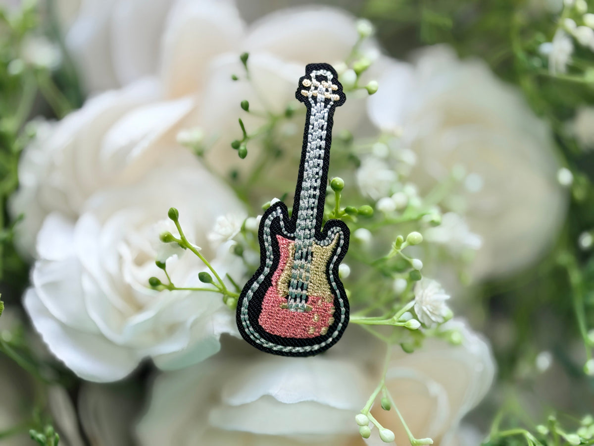 Light Pink Guitar Iron on Patch