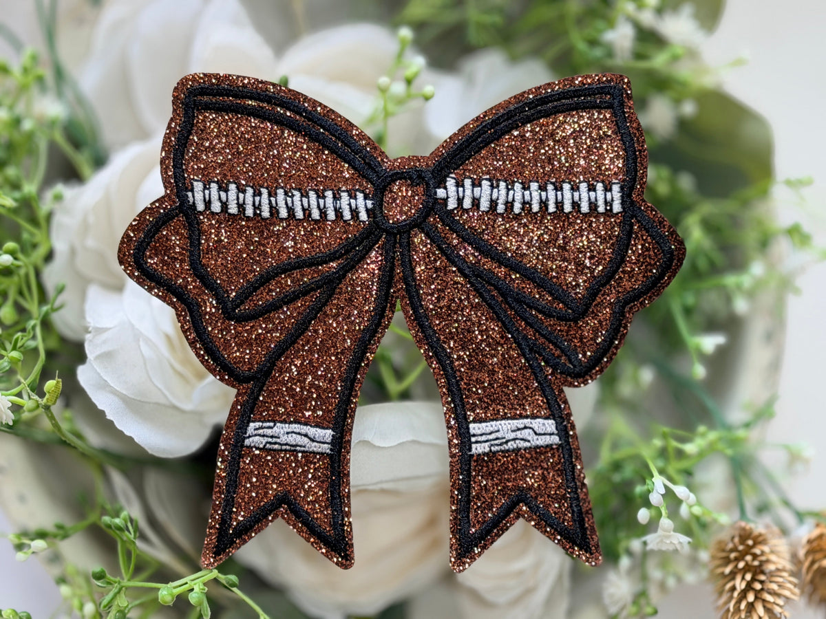 BIG Football Brown Bow Iron on Patch