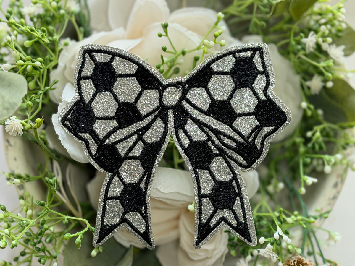 BIG Soccer Brown Bow Iron on Patch