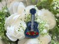 Denim & Red Rose Guiter Western Iron on Patch