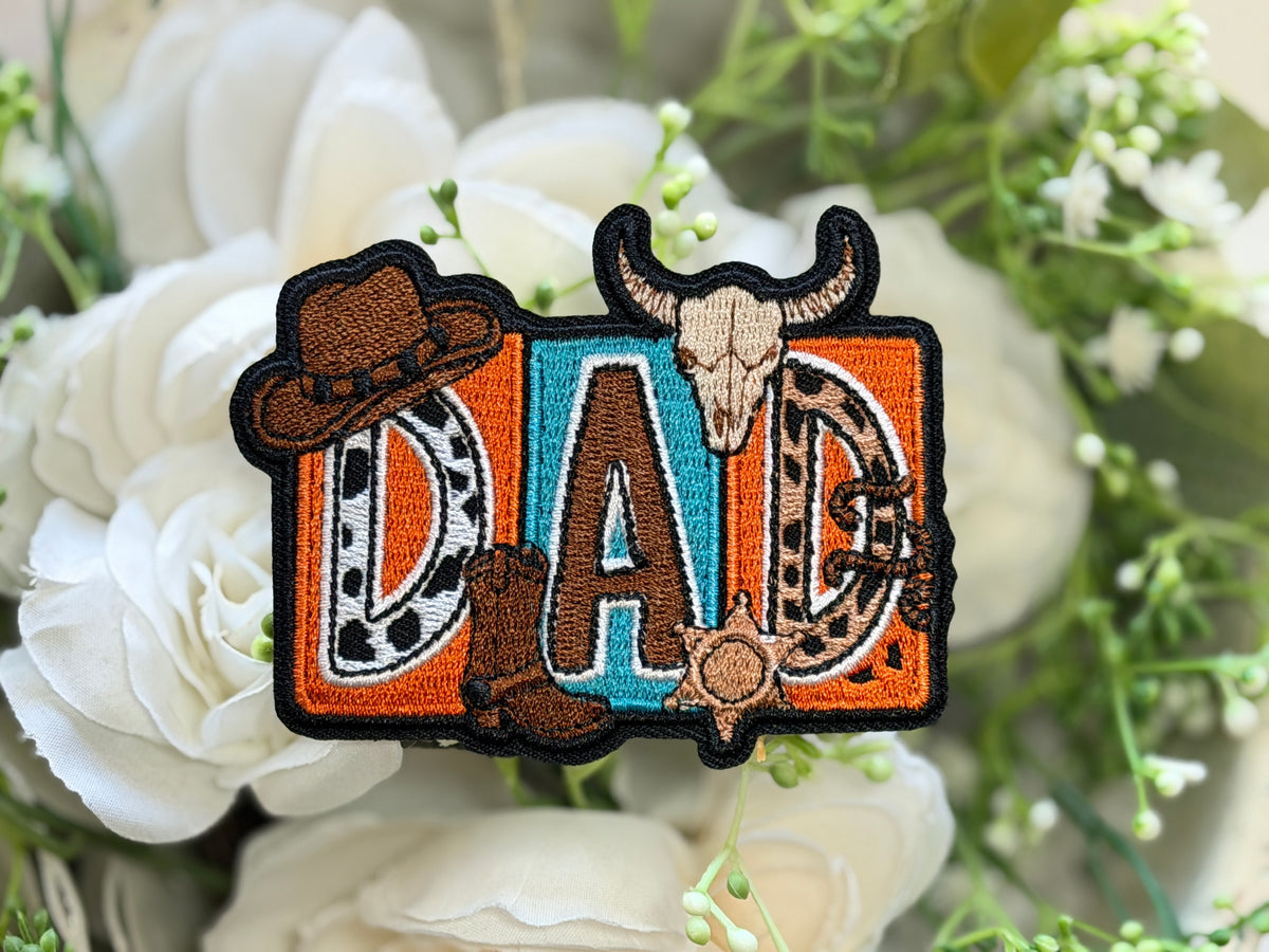 Western Dad Iron on Patch