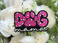 Pink and Black Bones Dog Mom Iron on Patch