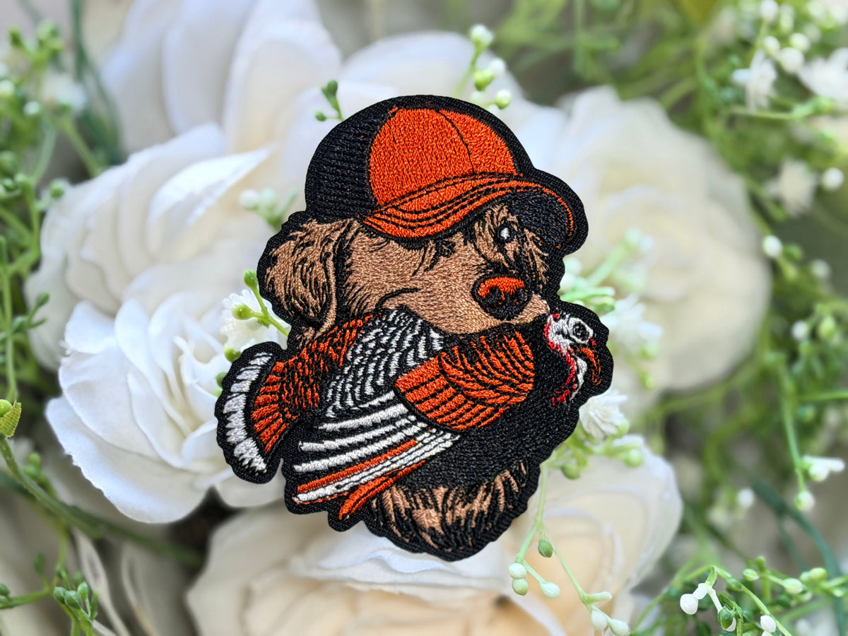 Hunting Dog with Turkey Iron on Patch