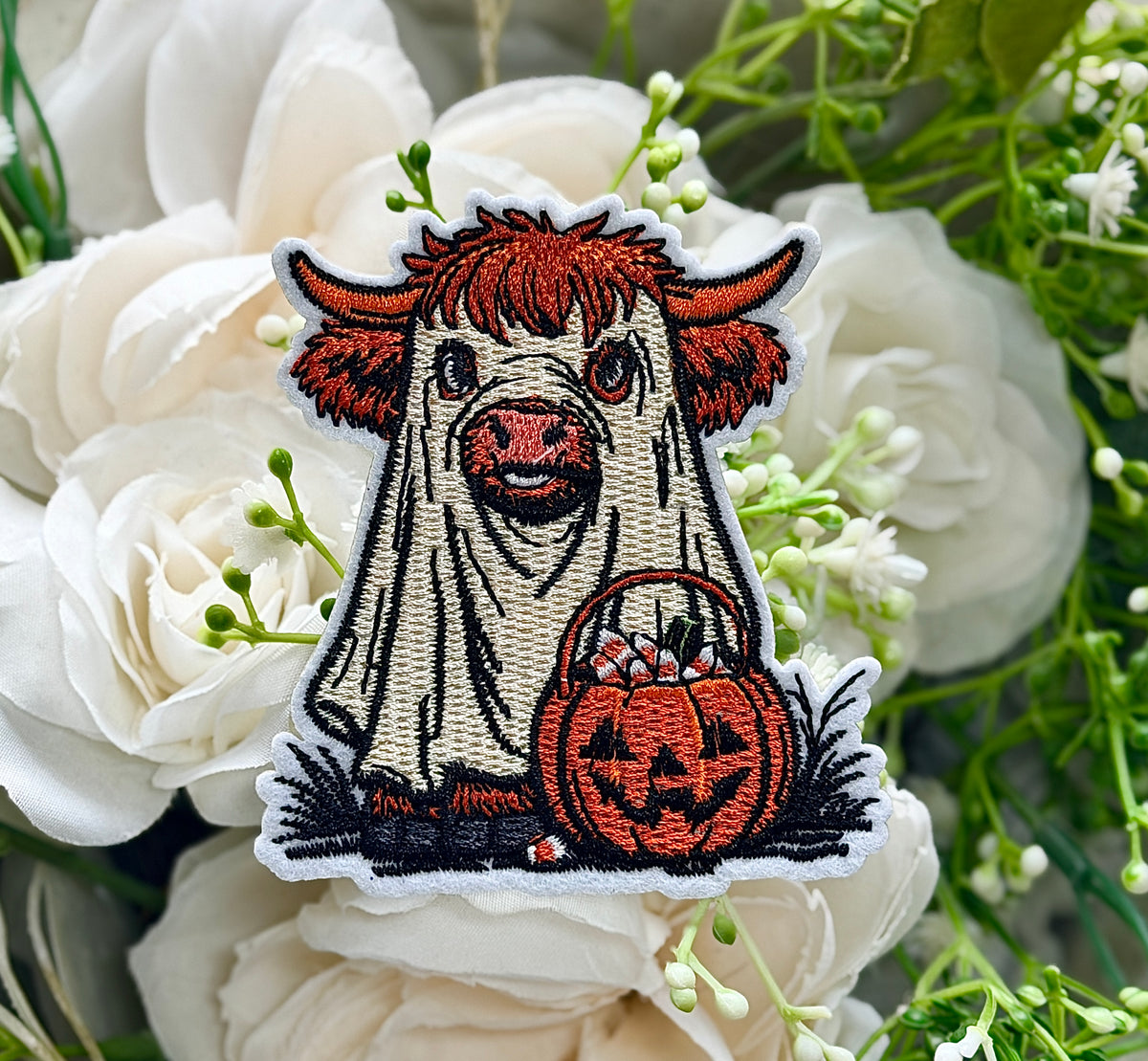 Ghost Cow Iron on Patch