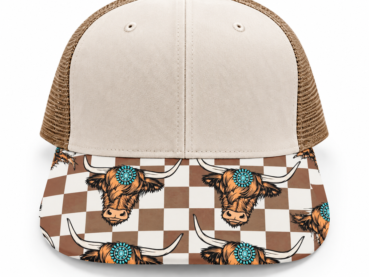 Checkered Cow Brim Transfer Sheet