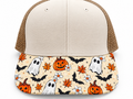 Ghost, Pumpkin, Bat, Fall Flower Brim Transfer Sheet