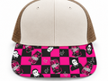 Pink and Black Checkered DP Halloween Brim Transfer Sheet