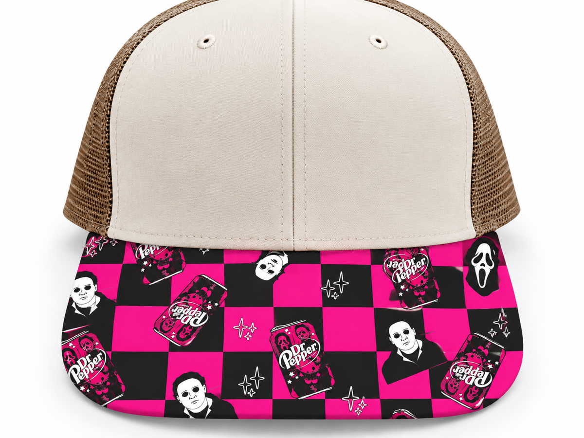 Pink and Black Checkered DP Halloween Brim Transfer Sheet
