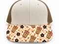Peach Colored Checkered Coffee Brim Transfer Sheet