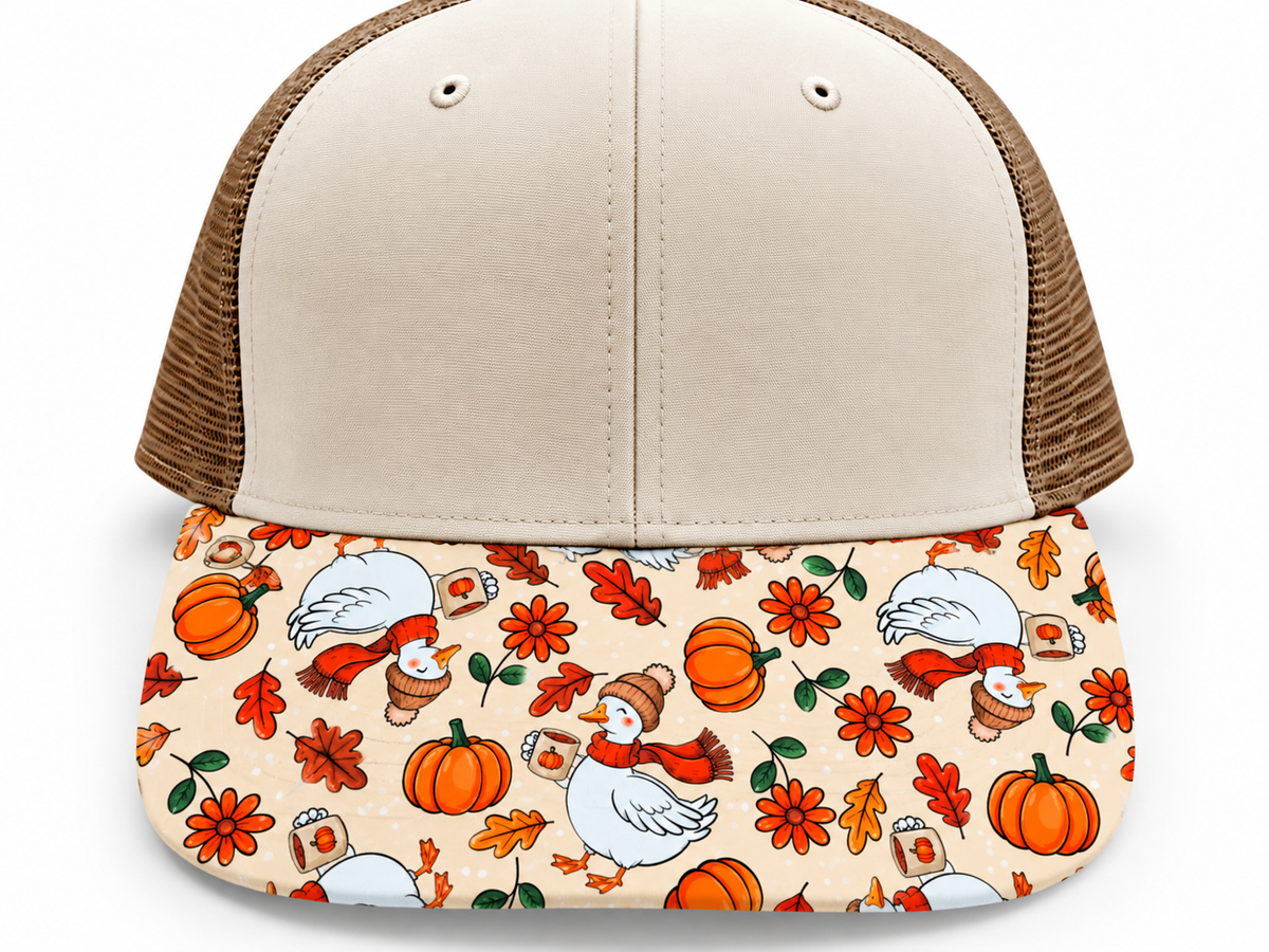 Duck and Pumpkin Fall Brim Transfer Sheet