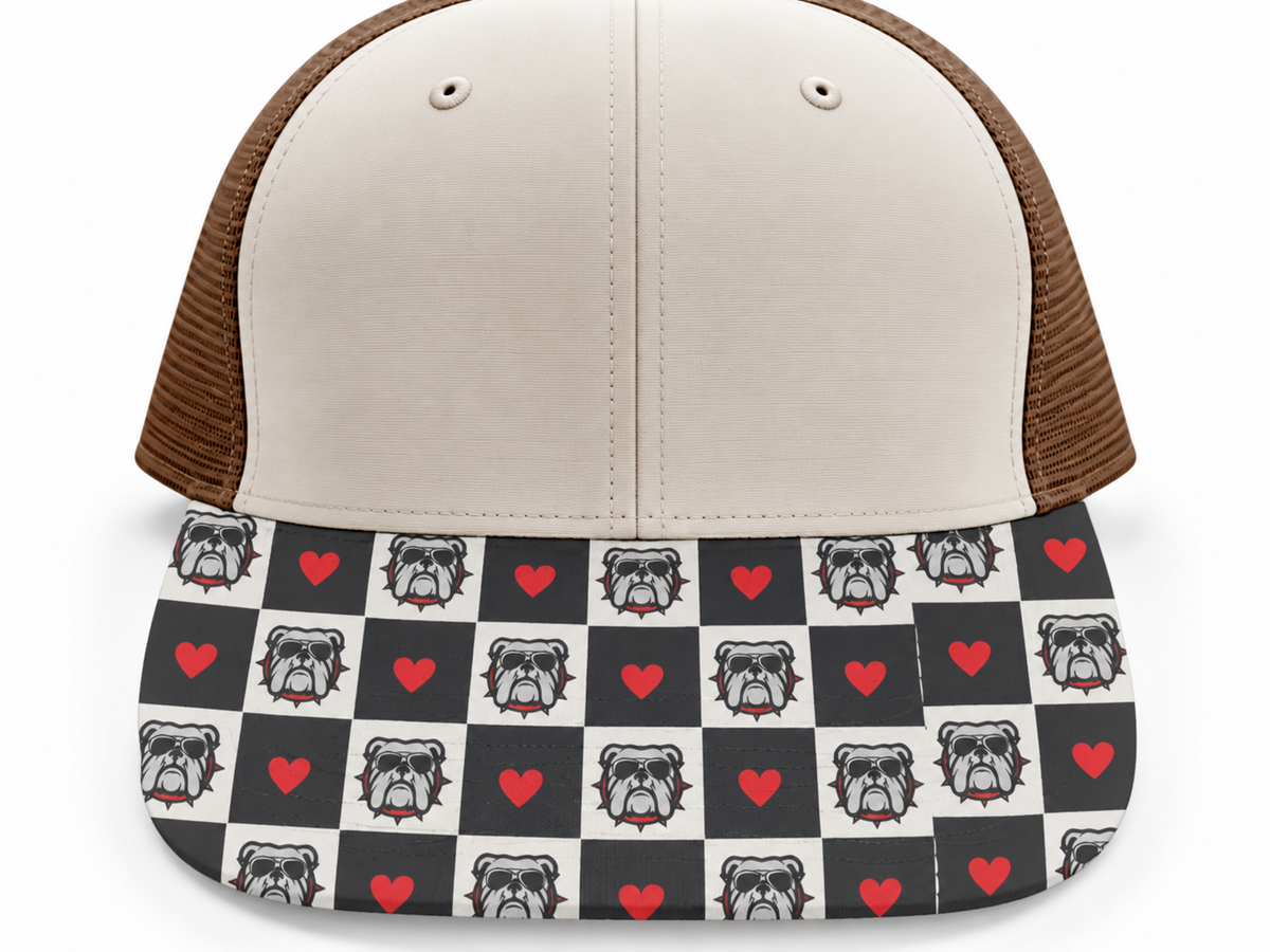Bull Dog Checkered Heart Brim Transfer Sheet