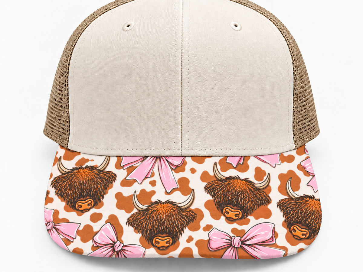 Pink Bow Cow Print Brim Transfer Sheet