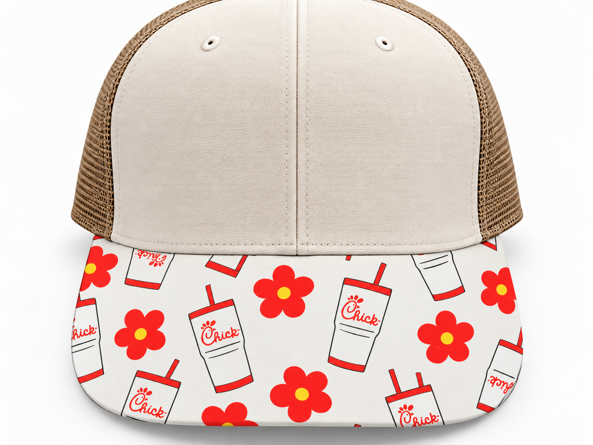 Chick Drink with Flowers Brim Transfer Sheet