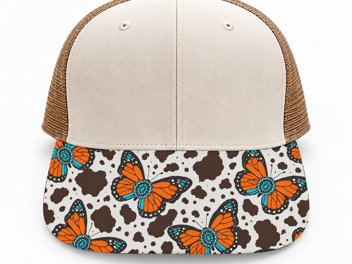 Cow Butterfly Turquoise Brim Transfer Sheet