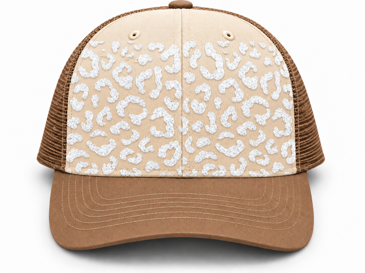 White Glitter Leopard Front Panel Transfer Sheet
