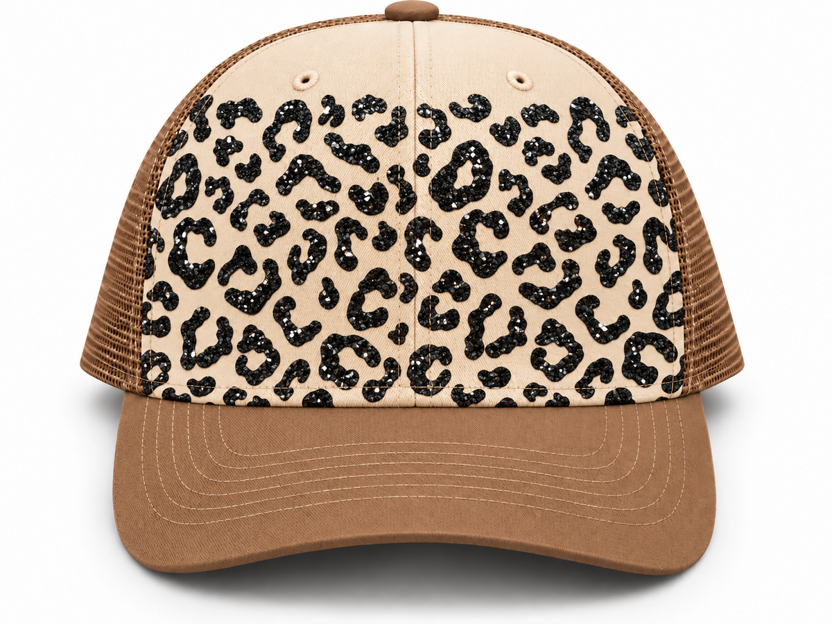 Black Glitter Leopard Front Panel Transfer Sheet