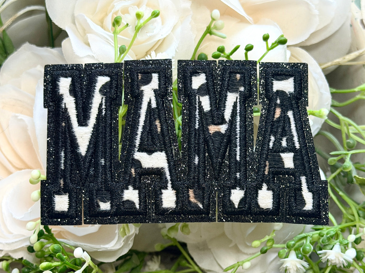 Black Glitter Cow Print MAMA