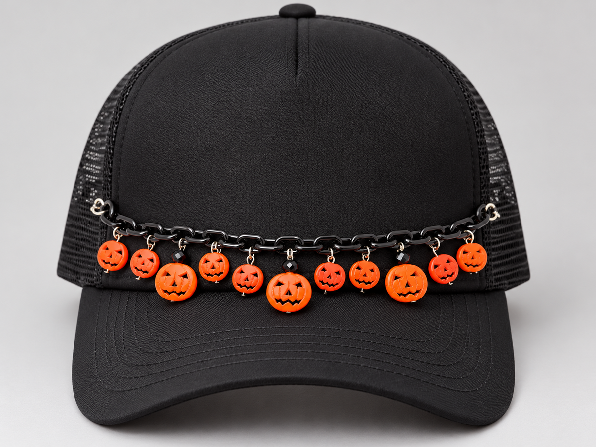 Orange and Black Pumpkin Hat Chain