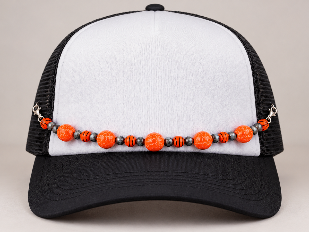 Orange and Black Spider Ball Hat Chain